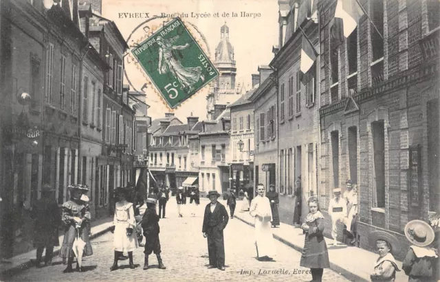 Cpa 27 Evreux / Rue Du Lycee Et De La Harpe