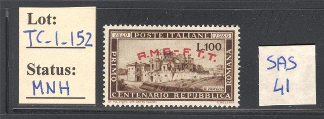 TC_1_152. TRIESTE (AMG FTT). 1949 "100 L. REPUBBLICA ROMANA" stamp. MNH. Good CV