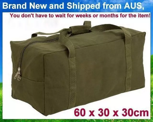 Canvas Duffle Bag Travel Luggage Camping Hiking Sports Duffel Gym Army Biker Lrg