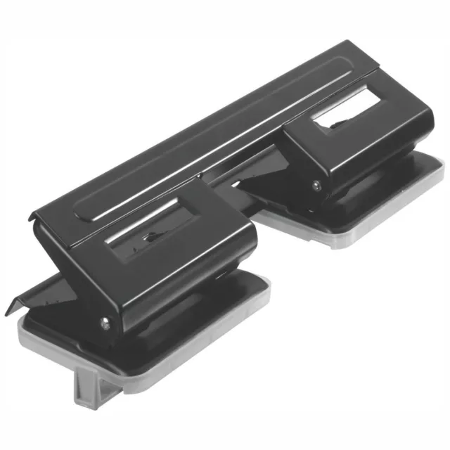 HERLITZ Doppel-Locher Metall 4-Loch bis 15 Blatt schwarz mit Anschlagschiene