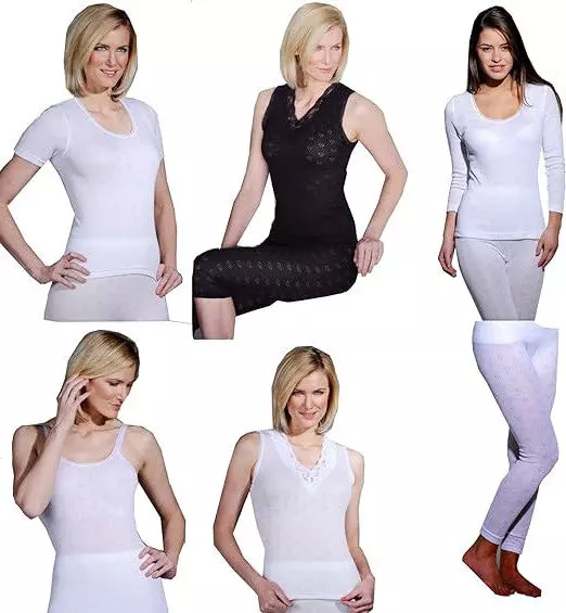 Womens Brushed Cotton Thermal Underwear Soft Vest Ladies Tops Pantee Long John