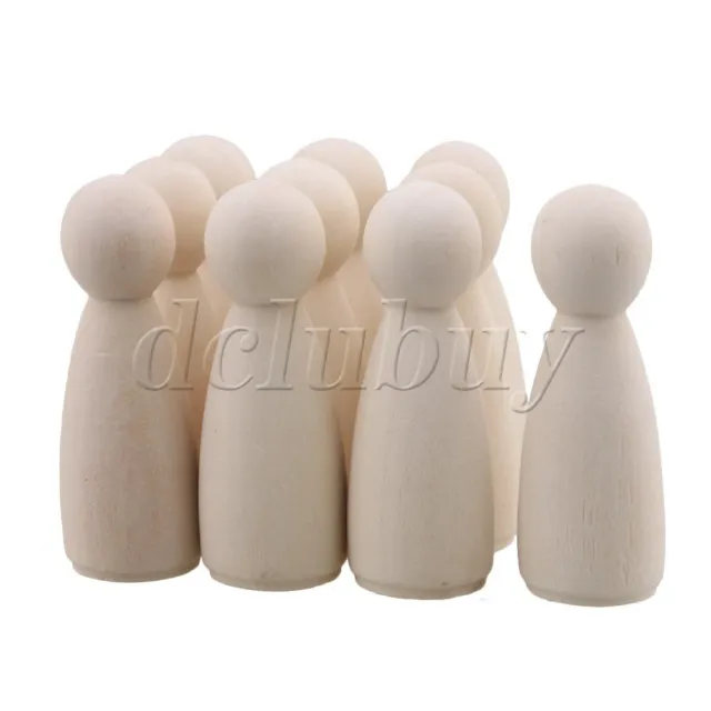 10 x Painted Art Wooden People Peg Dolls Craft Figurine 65mm Woman Doll