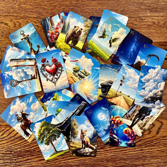 Lenormand Kartendeck "Bright Sky" - Wahrsagekarten - XL-Format