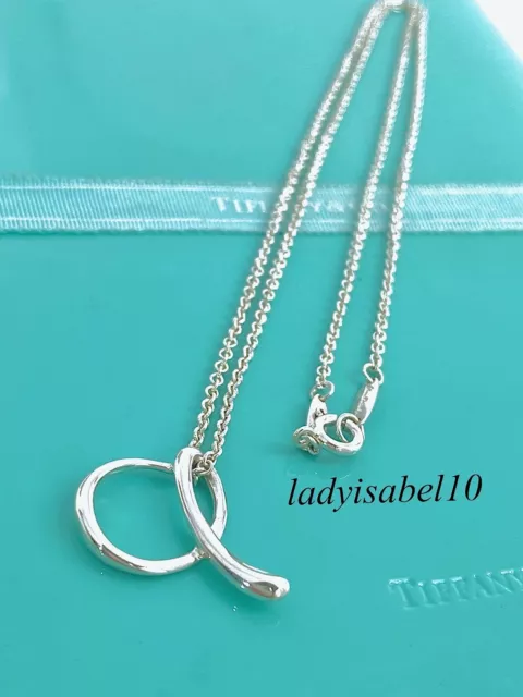 Tiffany & Co Sterling Silver 17.75" Large Letter A Initial Necklace Gift Box W12