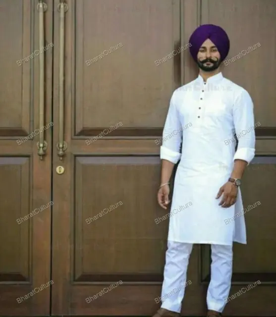 Mens Kurta Shirt Cotton Indian PunjabiClothing Dress Men Long Kurta Without Paja