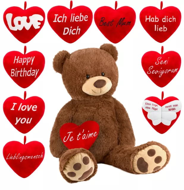 Ours en Peluche géant XXL avec Yeux en Boutons de 110 cm - Grand Ours en  Peluche Doux - Cadeau d'anniversaire, de Saint-Valentin ou de Noël (1,1 m,  Brown) : : Jouets