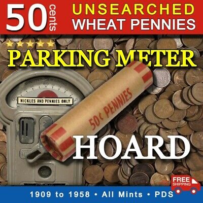 50 Unsearched Wheat Pennies Parking Meter Hoard S-Mint San Francisco