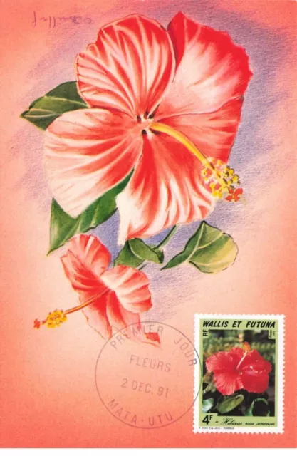 Karte Maximum #23404 Wallis Und Futuna Mata Utu 1991 Blumen