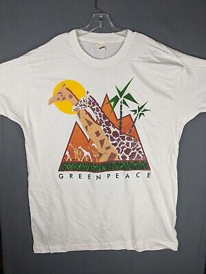 Vintage Shirt 3XL Single Stitch Greenpeace Giraffe Graphic Print XXXL Top Tee