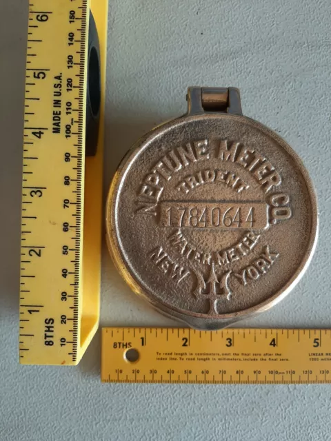 Vintage Brass Trident Neptune Water XL Meter Cover from New York #17840644. NRMT