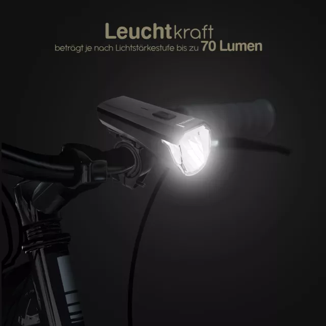 LED Akku Fahrrad Beleuchtung Set 45 LUX LichtLampe Scheinwerfer Rücklicht  StVZO 3