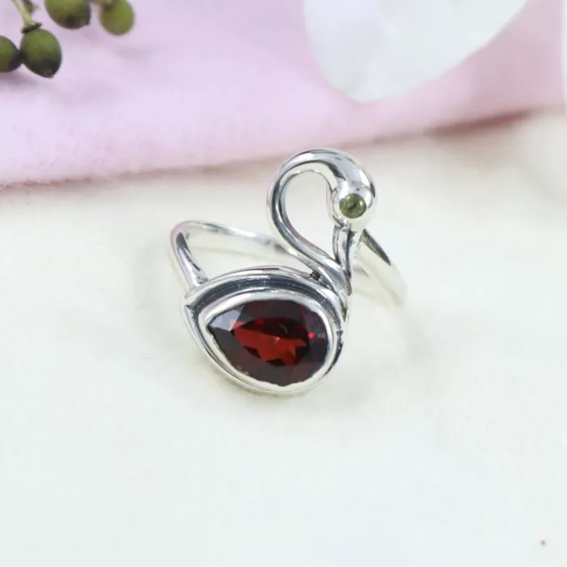 Pretty Designer 925 Sterling Silver Garnet Women Ring Gift for Loved Ones 2