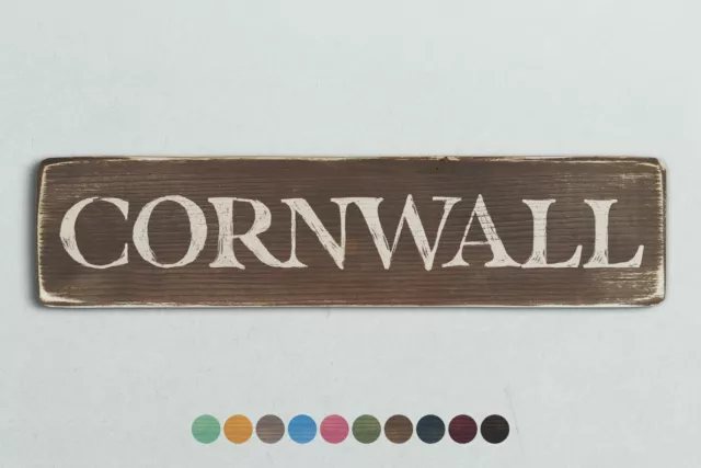 CORNWALL Vintage Style Wooden Sign. Shabby Chic Retro Home Gift