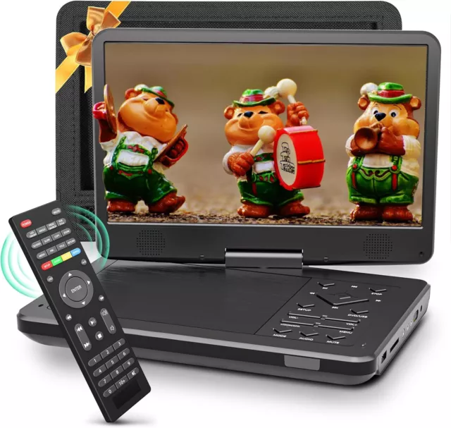 12.5 inch Portable DVD Player, 10.1" IPS HD Screen,Upgraded 360° Remote Control