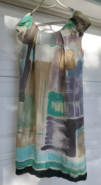 Abstract print 100% silk MARTIN + OSA A-line dress SIZE LARGE