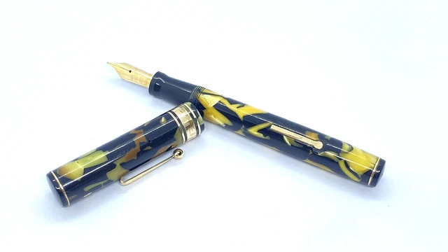 Gorgeous Wahl Eversharp Deco-Band, Black & Pearl, Semi Flex 14K Medium Nib