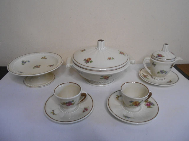 Ancienne Dinette De Poupée En Porcelaine Décor Violette - Occasion | Dinette Porcelaine Vintage | Vaisselle Poupée Ancienne