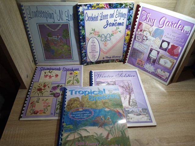Lote de 6 libros de patrones de bordado de Cindy Losekamp Pfaff cantante vikinga CD ROM
