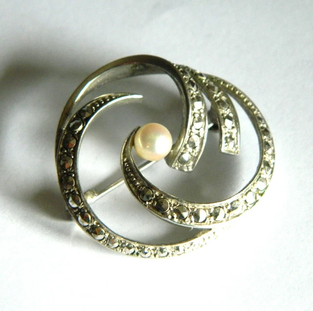 Broche en argent vintage française FLAM des années 1950 Made in France