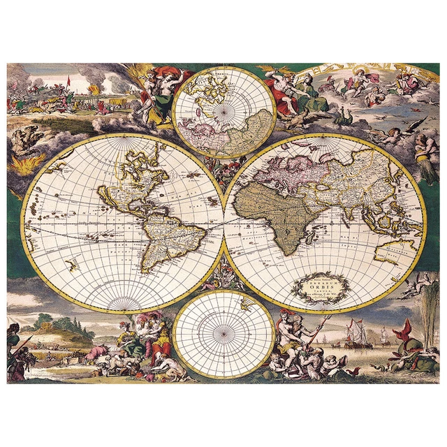 Stampa su tela - Mappa del mondo con tonalità vintage
