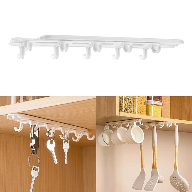 Telaio supporto appendiabiti 5 ganci metallo sottoscaffalatura montaggio a parete bagno