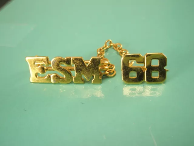 /1968 '68 ESM Monogram Initials Vintage CHAIN LINKED Tie Tack Lapel Pin class of