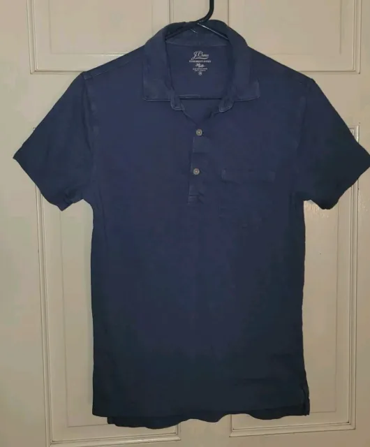 JCREW blue Gray Cotton Garment Dyed Pocket Polo Shirt XS