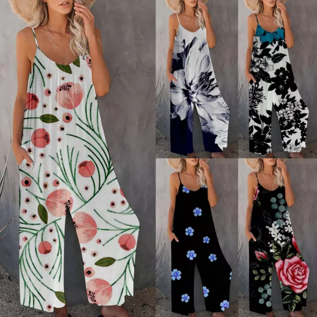 Linen Pants Suit for Women Women's Printed Fashion Casual Pocket Sleeveless
