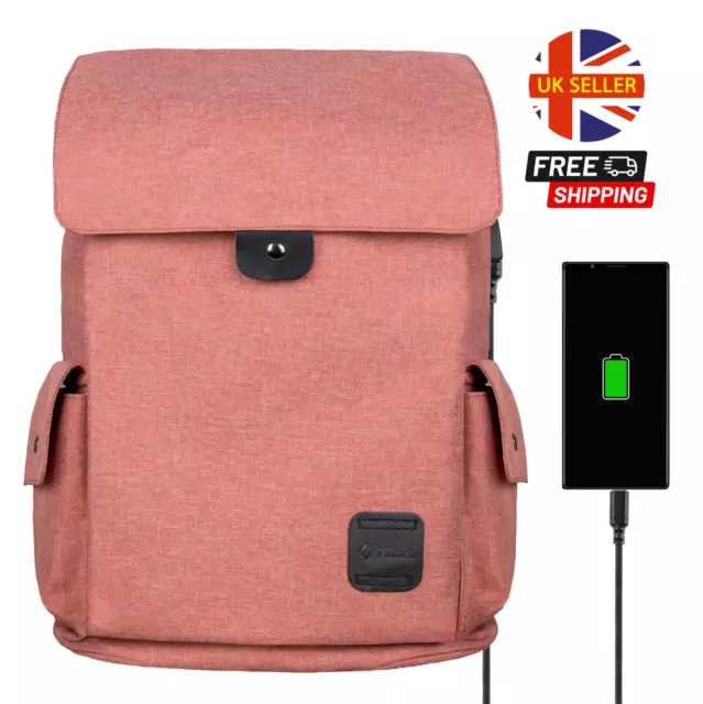 Women Men Backpack Travel TSA USB 15.6 Laptop Rucksack Waterproof School Bag UK