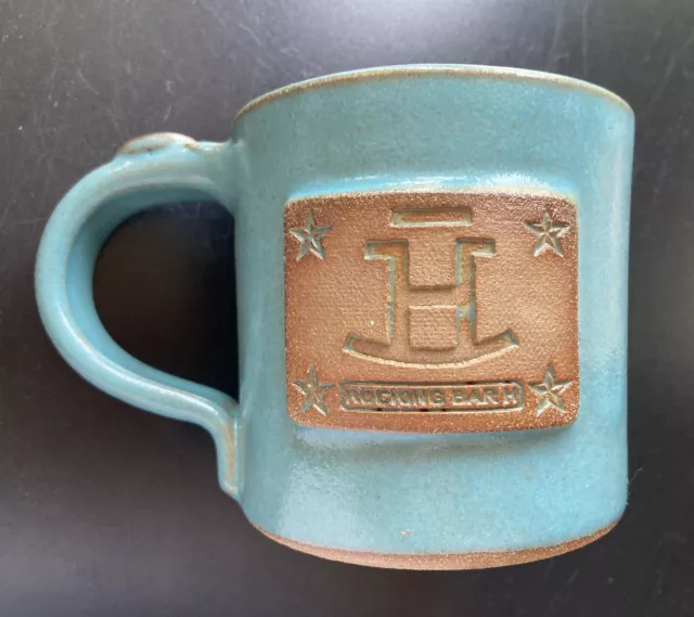 Rocking Bar H Ranch Blue Stoneware Pottery Coffee Mug 16 Oz Handmade 2020 WA
