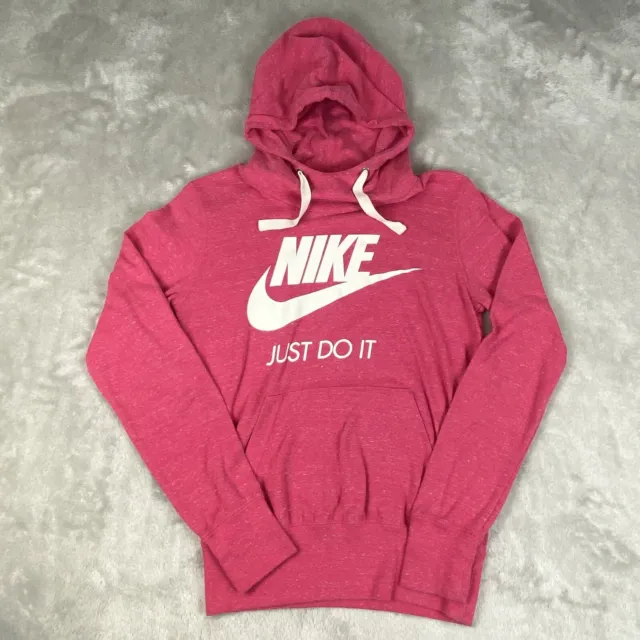 Nike Cowl Neck Hoodie big Logo Sweatshirt Women's size small Pink swoosh