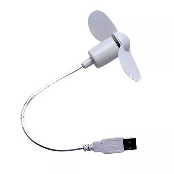 USB-Ventilator mit flexiblen Arm, Weiß, Lüfter mit Schwanenhals für Notebook, PC