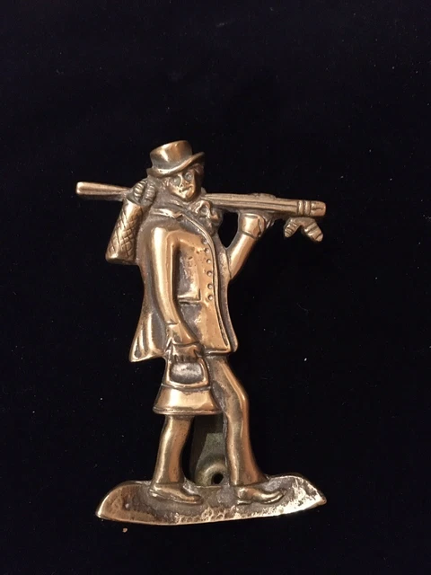 Victorian British Lamplighter Brass Door Knocker Antique Old Vintage 1860s