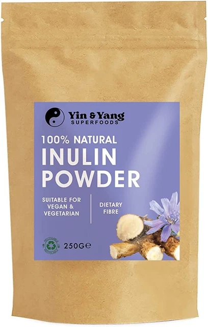 Polvo de fibra prebiótica de inulina premium - 250 g, de Yin & Yang Superfood