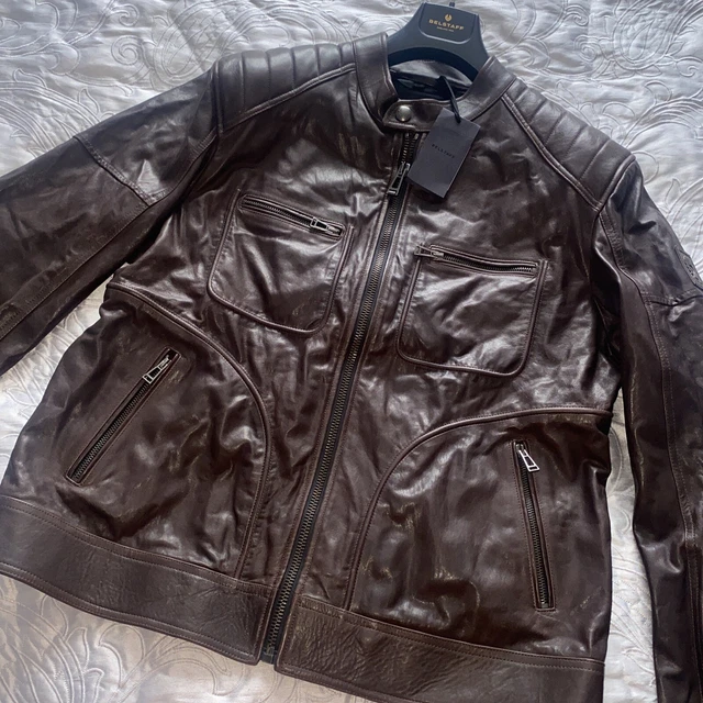 BELSTAFF MENS WEYBRIDGE sport leather jacket size 48 Uk in brown