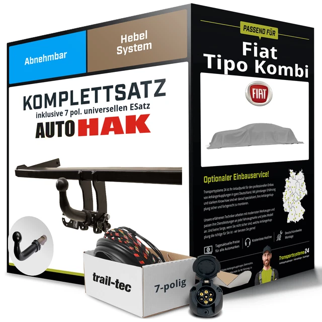 Anhängerkupplung abnehmbar für FIAT Tipo Kombi +E-Satz AHK