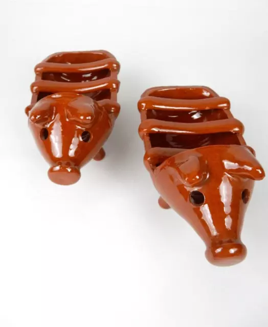 Lot de 2 Cochons en Terre Cuite pour Rôtissoire Traditionnel Portugais Vintage