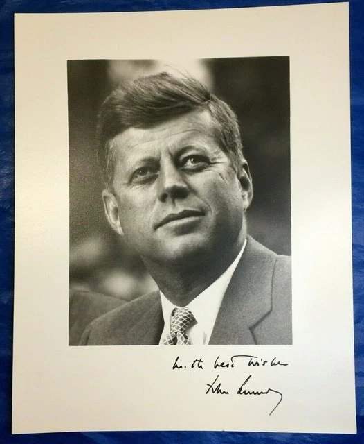 JOHN F KENNEDY Photo 8x10 Card Stock Facsimile Signed Best Wishes No