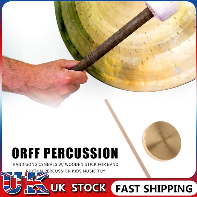 21cm Hand Gong Copper Cymbals with Wooden Stick for Band Rhythm Kids Music Toy .