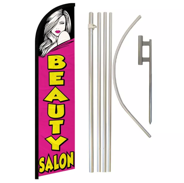 Beauty Salon Windless Banner Swooper Advertising Flag Pole Kit Beauty Hair Cuts