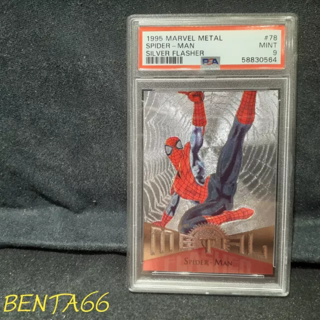 1995 Marvel Metal 🔥 Spiderman Silver Flasher Insert Card # 78 PSA 9 Low Pop