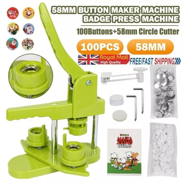 44mm 1-3/4 Inch button maker machine + 500pcs free button parts +  adjustable circle cutter
