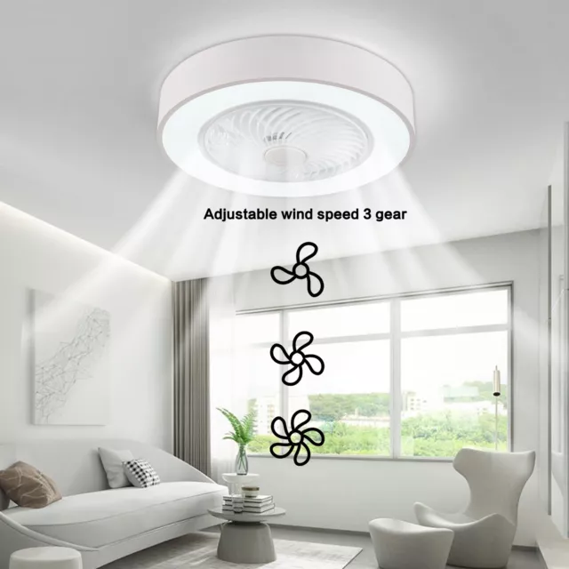DLLT LED Remote Ceiling Fan with Light Kit-40W Modern Dimmable Ceiling Fan  Lighting, 7 Invisible Blades Ceiling Fans, 23 Inch Ceiling Lighting Fixture