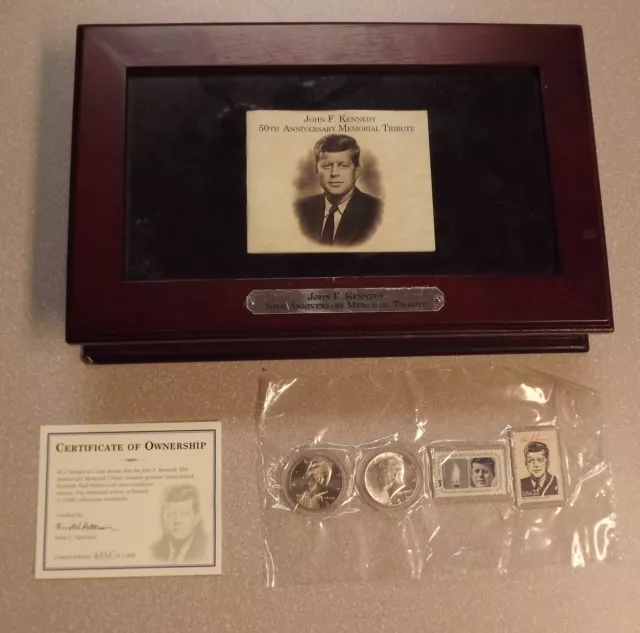 John F Kennedy 50th Anniversary Memorial Tribute Sealed Coin & Stamp Set W/Case