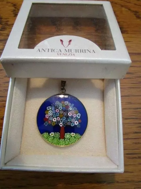 ANTICA MURRINA VENEZIANA Sterling Italian Millefiori Art Glass Pendant AMV