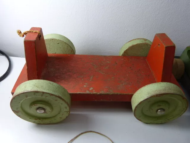 lot de 4 jouets ancien en bois peints sortis de grenier(etaz) 2