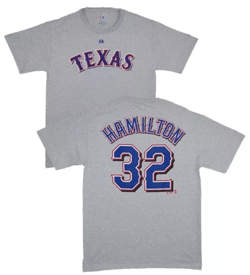 MLB Baseball T-Shirt Texas Rangers Josh Hamilton 32 grau Jersey Trikot