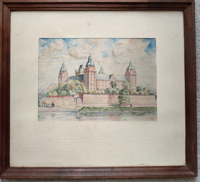 Bild Schloss Johannisburg Aschaffenburg, 1940er Jahre, Kreide (?)  32x23