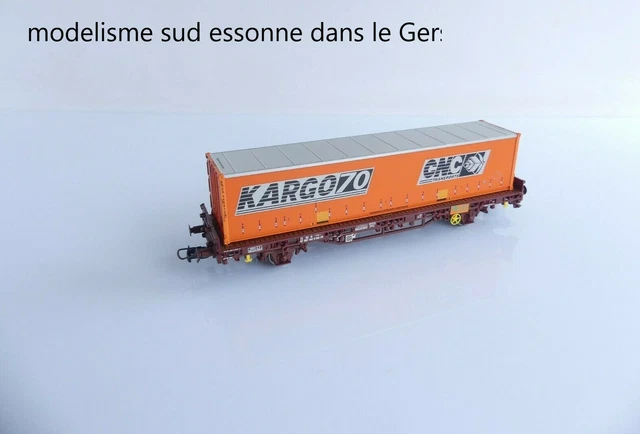 Miniature WAGON PLAT LADKS AVEC CITROEN 2CV CAMIONNETTE LA POSTE SNCF 1/87 JOUEF