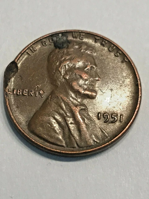1951 Lincoln Wheat Cent - Major CUD Obverse and Reverse /  Obverse "LIBERTY"